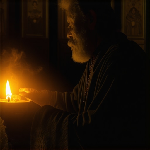 Exorcist performing deep spiritual cleansing with sacred symbols and divine light