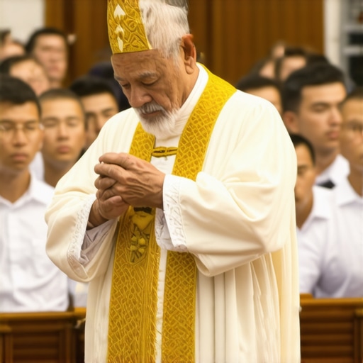 Priest leading exorcism ritual with community members in Virginia church.