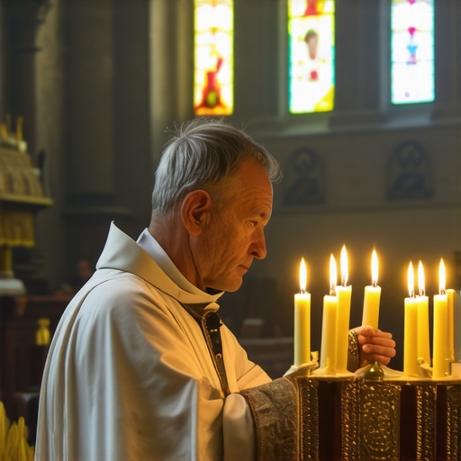 A priest conducting a Catholic exorcism ritual with sacred relics and holy water in Virginia