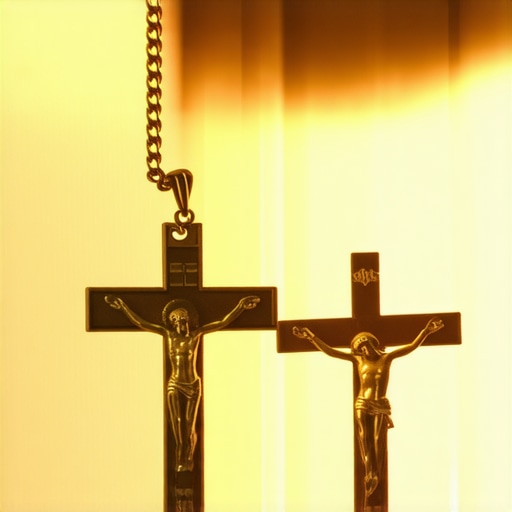Blessed medal and crucifix creating spiritual protection in a Virginia home