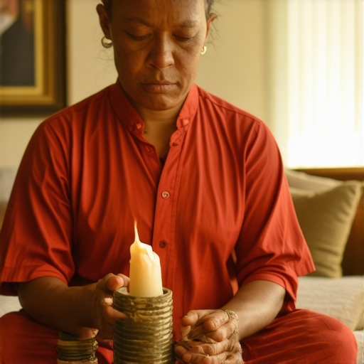 Exorcist performing a spiritual cleansing ritual with sacred objects in a Virginia residence.