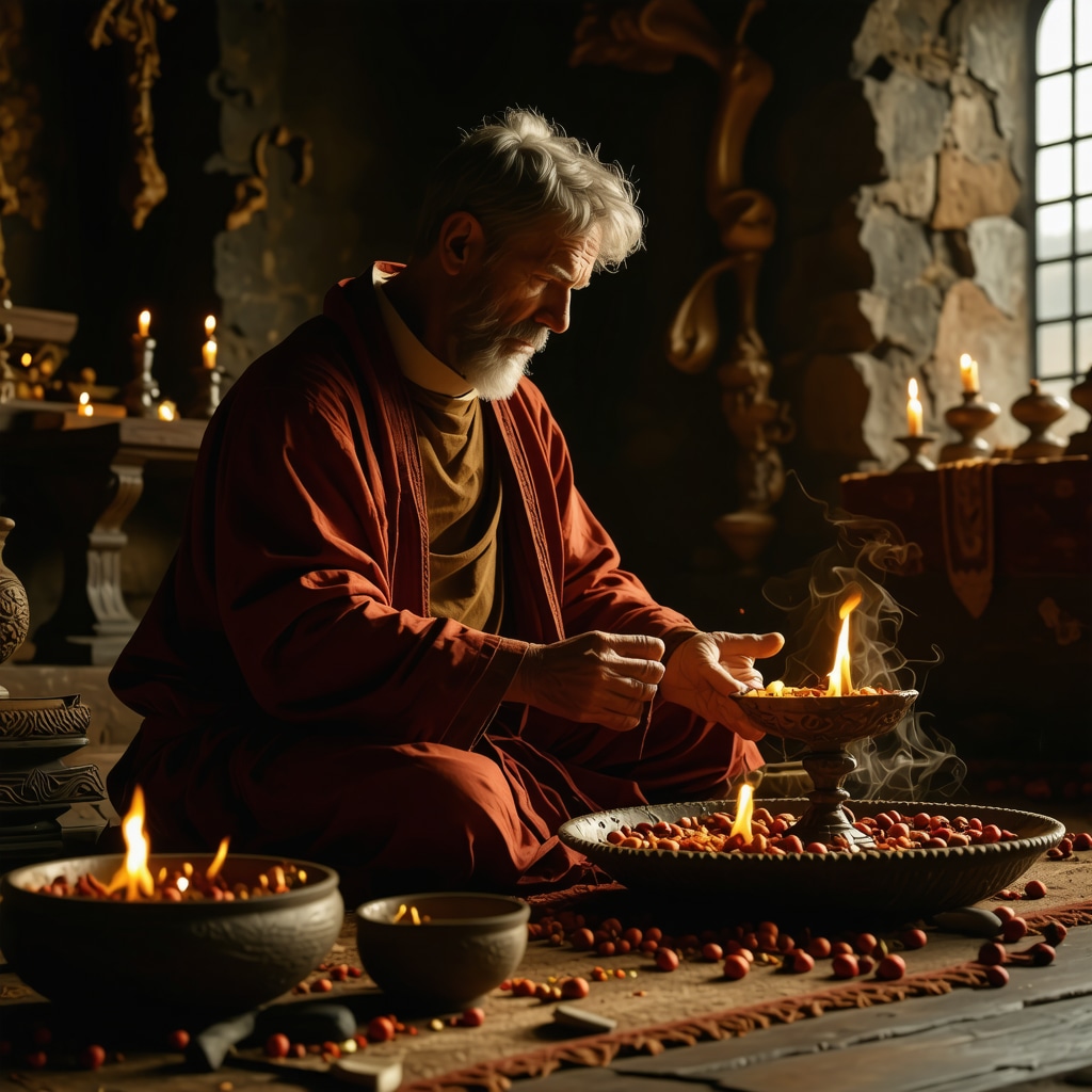 Priest performing exorcism ritual with sacred objects in Virginia