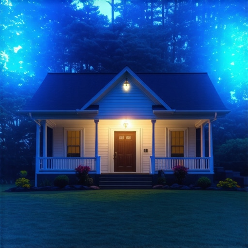 Spiritual Protection in Virginia Home A peaceful Virginia house with divine light and spiritual symbols