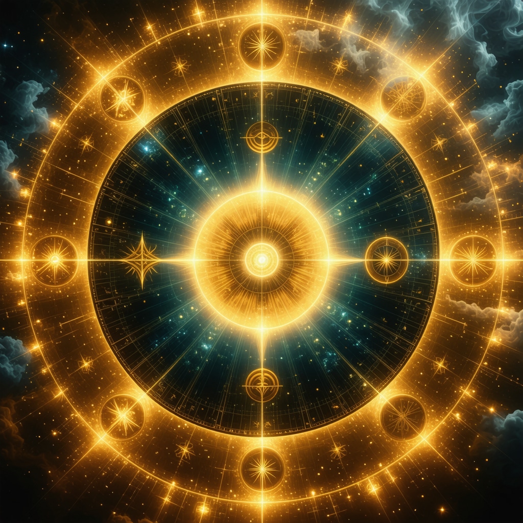 A symbolic spiritual shield adorned with divine symbols for protection