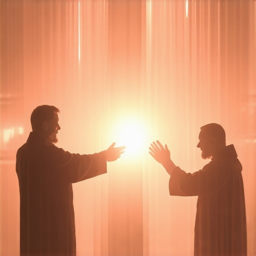 Clergy performing exorcism with spiritual symbols in Virginia home