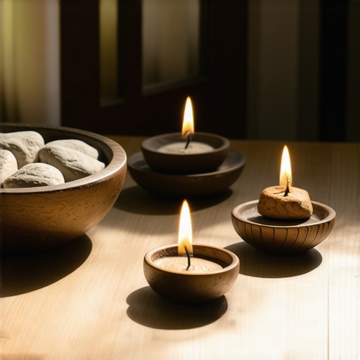 A cozy living room with religious icons and symbols for spiritual defense.