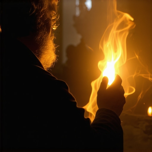 Traditional Exorcism Ritual with Sacred Symbols Priest conducting exorcism with sacred symbols and divine light