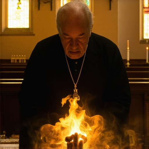 Exorcist conducting a spiritual ritual with sacred symbols in Virginia