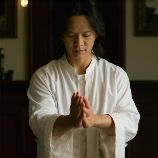 Exorcist performing layered spiritual ritual with sacred symbols in Virginia home