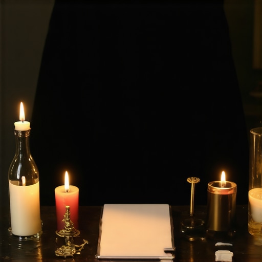 Spiritual tools including holy water, crucifix, prayer book, and electronic devices used in exorcism rituals.