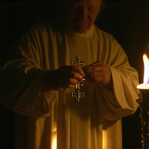 Catholic priest conducting exorcism to remove spiritual oppression