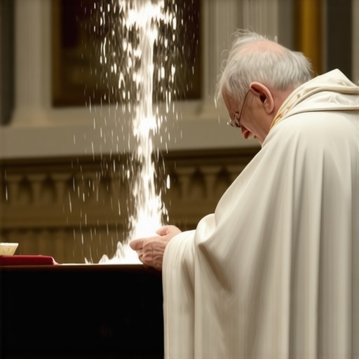 Priest blessing holy water during exorcism in Washington DC