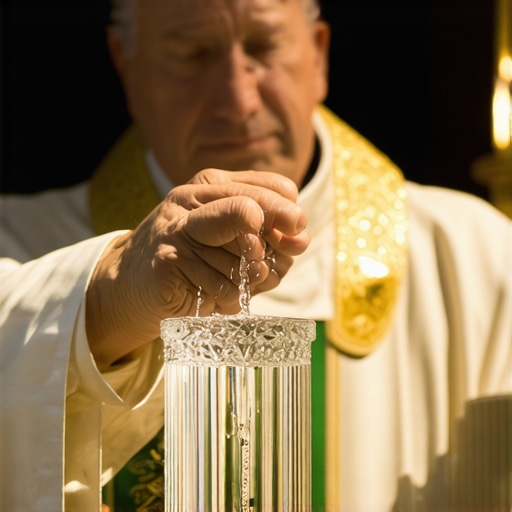 Holy Water Blessing A priest blessing holy water during a exorcism ritual in Virginia that symbolizes spiritual protection.