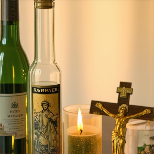 Spiritual Tools for Lasting Exorcism Benefits Catholic artifacts used in exorcism rituals, glowing with spiritual light