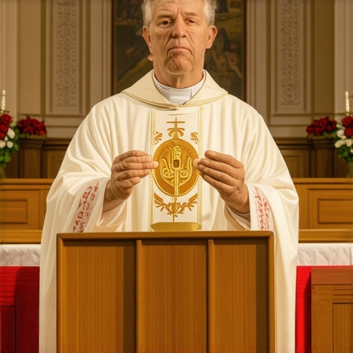 Exorcist Ritual in Virginia A Catholic priest conducting an exorcism ritual with spiritual symbols in a Virginia church