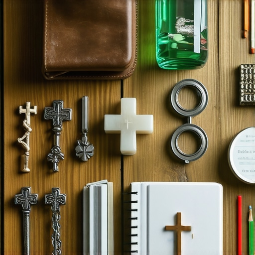 Exorcist Toolkit for Effective Rituals in Virginia Toolkit comprising holy water, prayer journal, and religious artifacts used by exorcists in Virginia