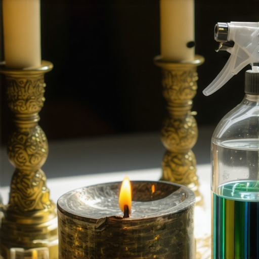 Relic and Holy Water Sprayer on altar during exorcism ritual