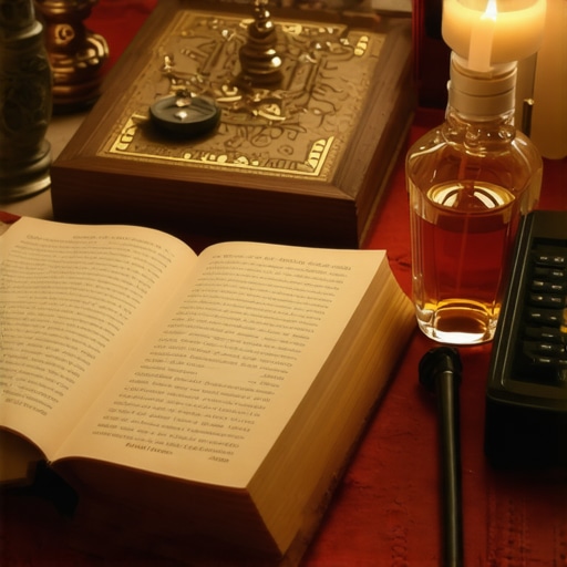 Tools of the Trade for Effective Exorcism A spiritual workspace featuring relics, a prayer journal, holy water spray, and encrypted smartphone, symbolizing tools used in exorcism practices.