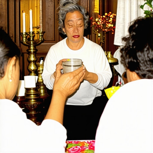 Individual blessing a house with holy water to ward off evil spirits.
