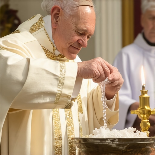 Priest sprinkling holy water in a Virginia home to promote spiritual protection.