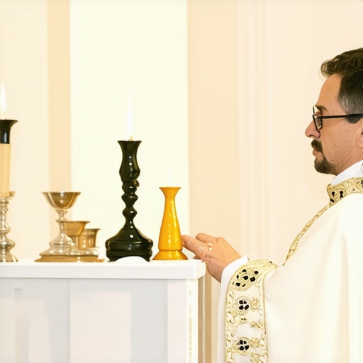 Priest performing spiritual deliverance during exorcism in Virginia church.