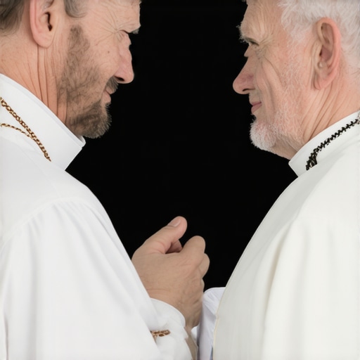 A person discussing spiritual deliverance with a priest in an office setting.