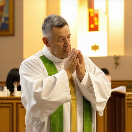 Exorcism Ritual in a Church Priest conducting exorcism during a spiritual ceremony in Washington DC
