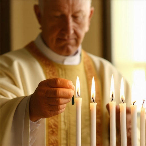 Priest blessing a home with holy water in Virginia