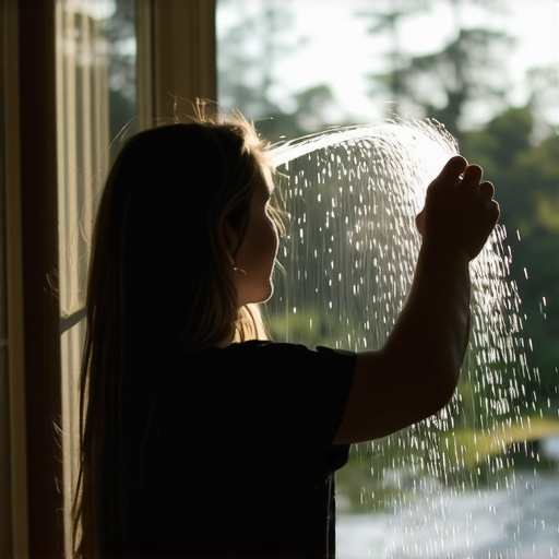 Individual performing a Holy Water blessing on a Virginia home, sprinkling water on entry points for spiritual protection.