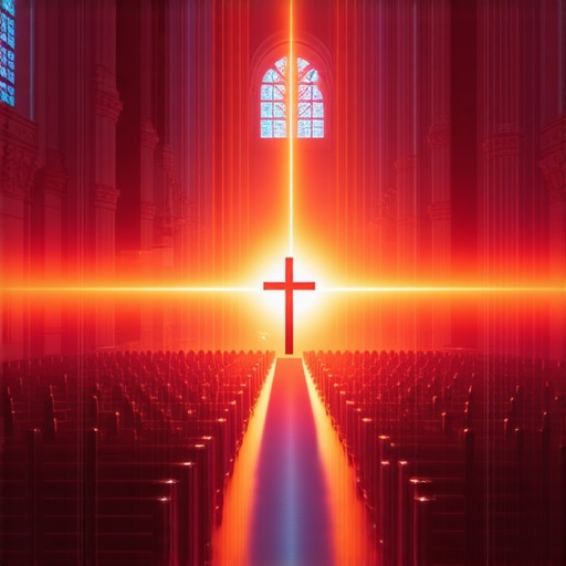 Exorcist using thermal imaging and biometric sensors during a ritual in a church setting.