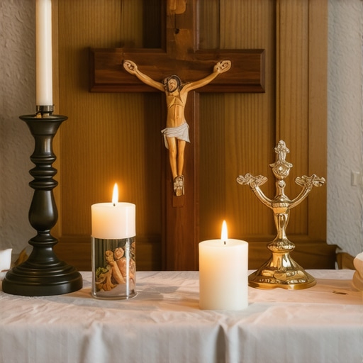 Spiritual Tools for Exorcism An altar with religious items used for spiritual safeguarding in Virginia