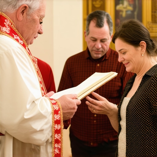 Catholic priest discussing credentials with a family about exorcism authority