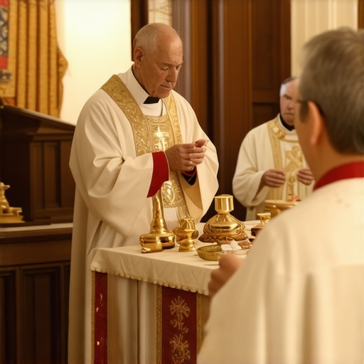 Priest performing a blessing with family during exorcism in Virginia