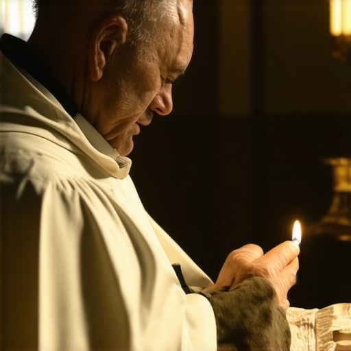 Catholic priest conducting an exorcism in a Washington DC church space.
