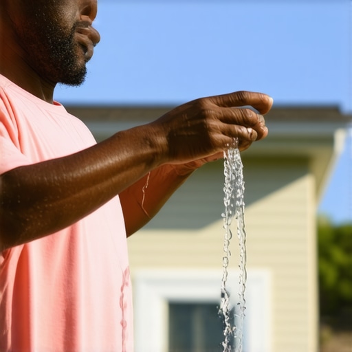 Person sprinkling holy water around doorways of a Virginia home to ward off negative energies.