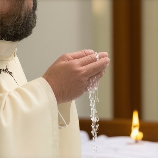Priest blessing a house with holy water for spiritual protection