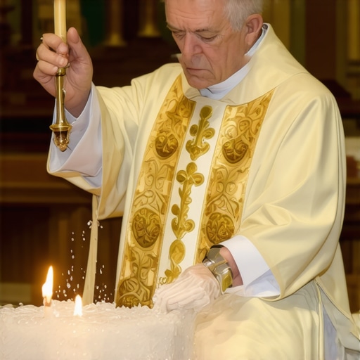 Priest blessing an individual during an exorcism under church rituals.