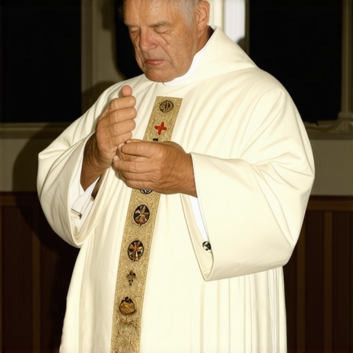 Priest performing exorcism ritual with holy water and sacred symbols in a Virginia residence