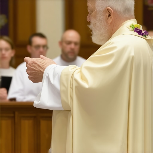 Priest performing exorcism ritual with church congregation in Virginia