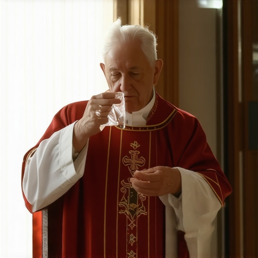 A priest blessing a home with holy water during a spiritual deliverance ritual.