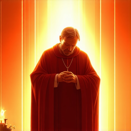 Priest conducting Catholic exorcism with holy water and sacred objects during spiritual cleansing.