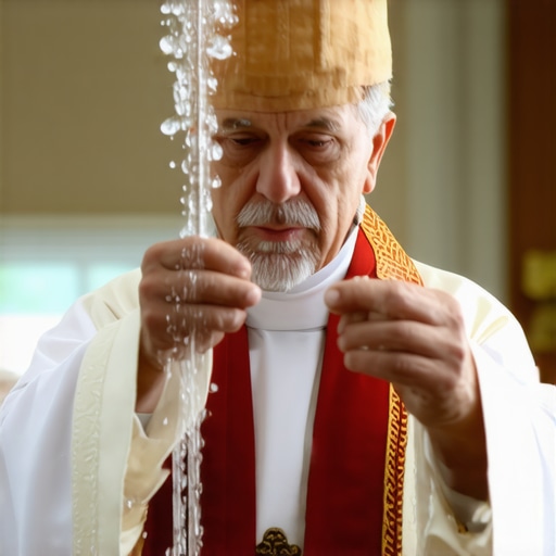 Priest blessing a house with holy water for spiritual cleansing in Virginia