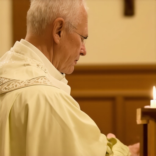 Priest listening to a parishioner during confession in Virginia