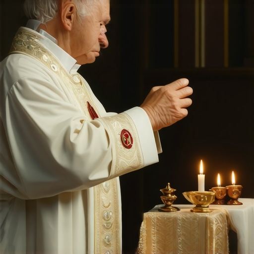 A priest performing a Catholic exorcism ritual with sacred objects in a Virginia church