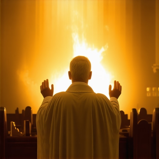 Catholic priest performing exorcism with sacred rituals at Virginia church