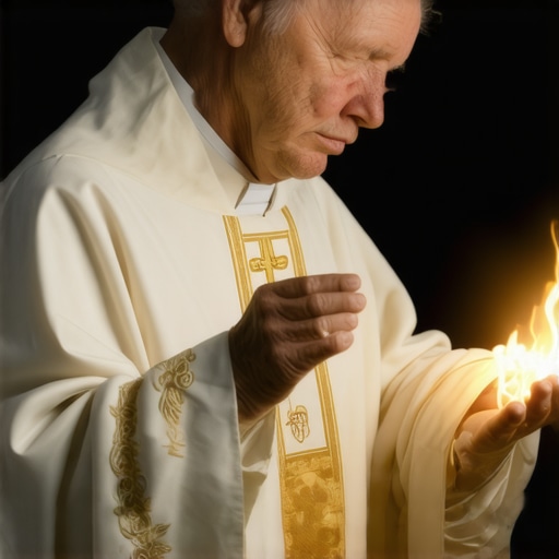 Catholic priest conducting an exorcism in a church setting