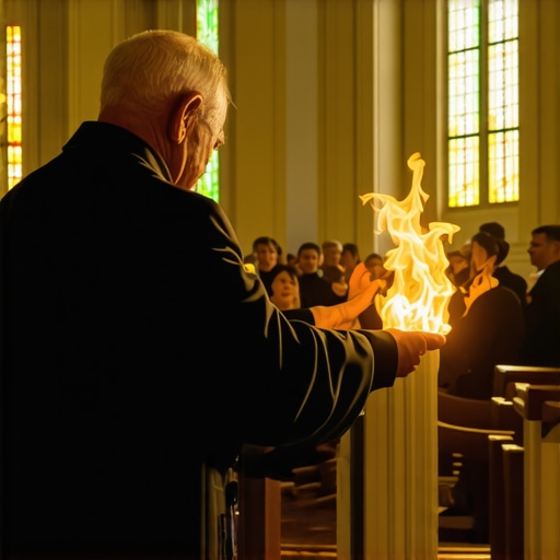 A clergy member in prayer during an exorcism ceremony in Virginia