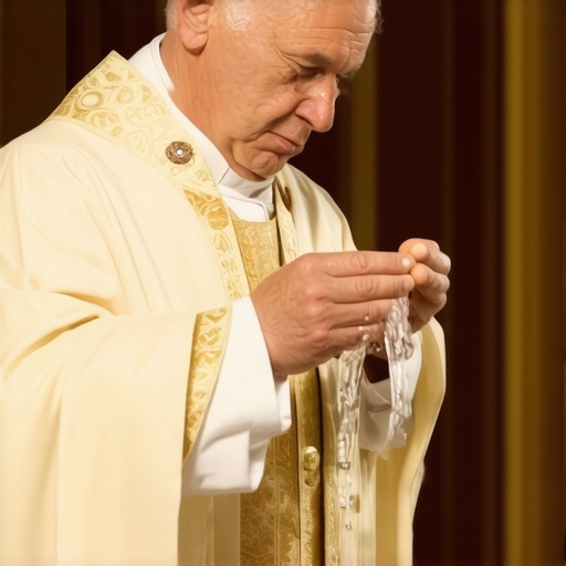Catholic priest performing a blessing in a Virginia home with holy water to protect against spiritual disturbances.