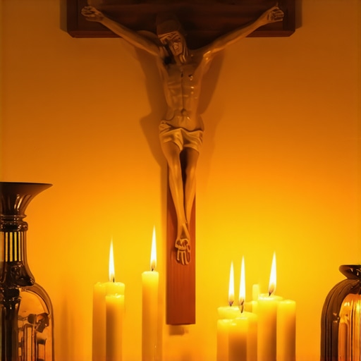 Sacred Prayer Space for Spiritual Maintenance A calm and sacred prayer corner with religious items for spiritual protection.