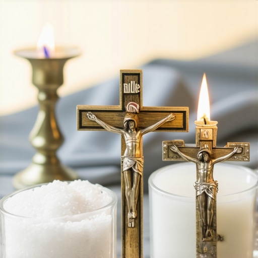 Sacred sacramentals ready for exorcism rituals.